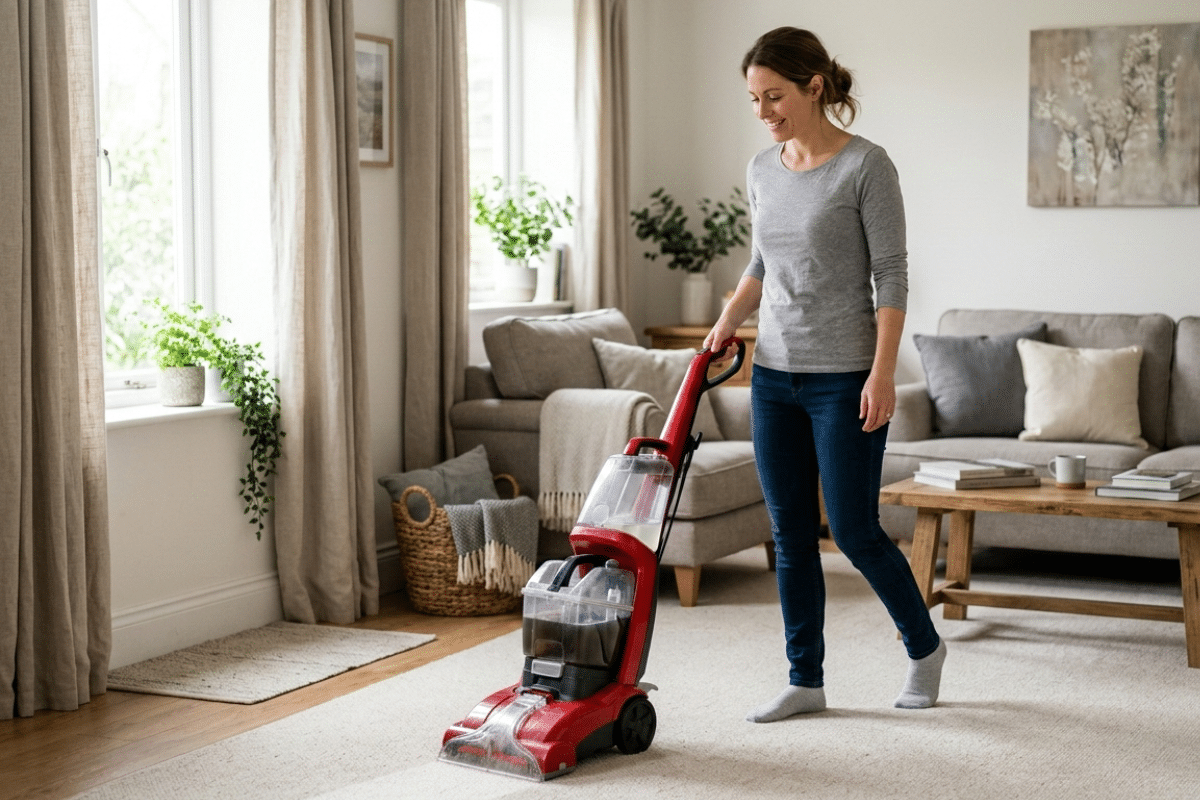 Professional cleaning service in a bright modern home